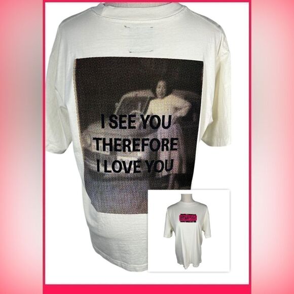 Men's PacSun x Uprisers Cream Oversized I SEE YOU Logo T-Shirt - Picture 1 of 4